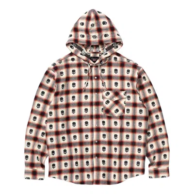 Supreme Fw25 X Number (n)ine Hooded Flannel Shirt 'white' In Multi