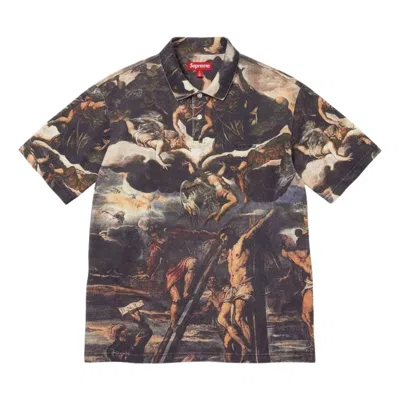 Supreme Fw26 Crucifixion Polo 'multicolor' In Brown