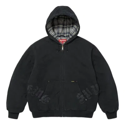 Supreme Fw26 Leather Appliqué Hooded Work Jacket 'black'