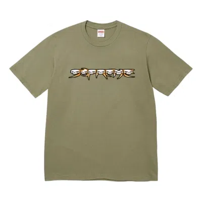 Supreme Fw26 Skulls Spellout T-shirt 'light Olive' In Green