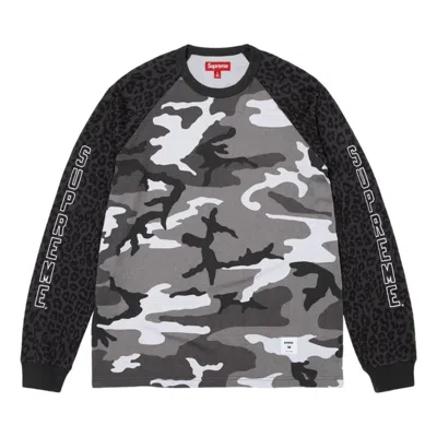 Supreme Wildlife Camo-print Raglan-sleeve Top In Black