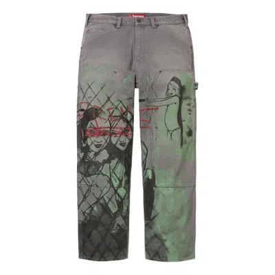 Supreme Fw26 X Rita Ackermann Double Knee Painter Pant 'grey' In Gray