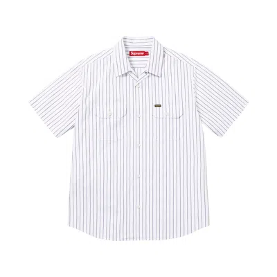 Pre-owned Supreme Ghostface Short-sleeve Work Shirt 'stripe' | White | Men's Size M