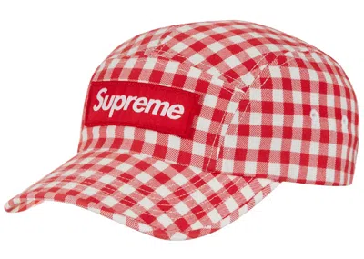 Pre-owned Supreme Gingham Camp Cap In Red