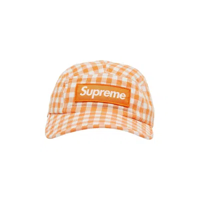 Pre-owned Supreme Gingham Camp Cap 'orange'
