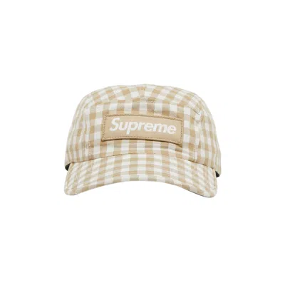 Pre-owned Supreme Gingham Camp Cap 'tan'