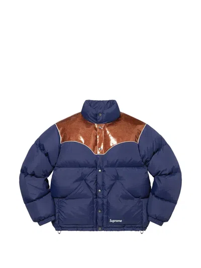 Supreme Glitter-panel Padded Jacket In Blue