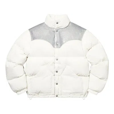 Supreme Glitter Yoke Down Puffer Jacket 'white Silver'