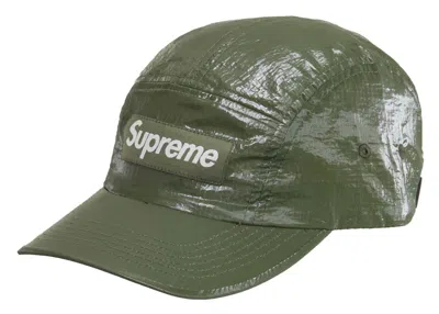 Pre-owned Supreme Gloss Ripstop Camp Cap In Olive