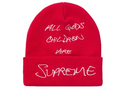 Pre-owned Supreme God's Children Beanie In Red
