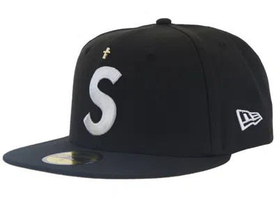 Pre-owned Supreme Gold Cross S Logo New Era Fitted Hat In Black
