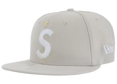 Pre-owned Supreme Gold Cross S Logo New Era Fitted Hat In Stone