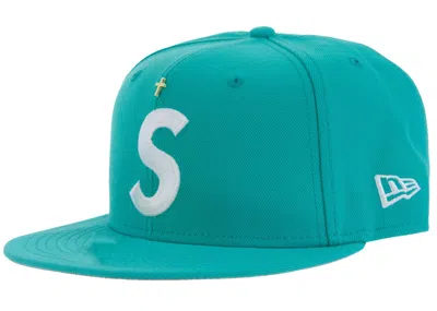 Pre-owned Supreme Gold Cross S Logo New Era Fitted Hat In Teal