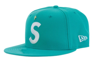 Pre-owned Supreme Gold Cross S Logo New Era Fitted Hat Teal