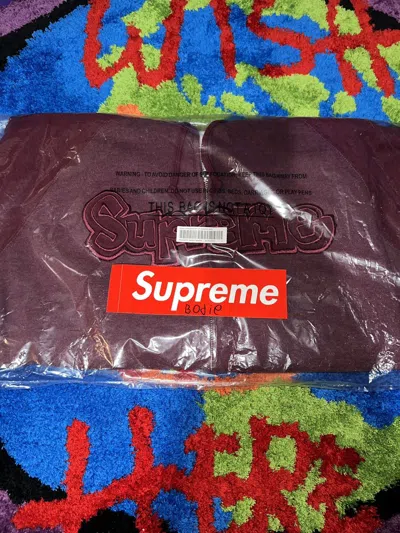 Pre-owned Supreme Gonz Appliqué Zip Up Hooded Sweatshirt In Burgandy