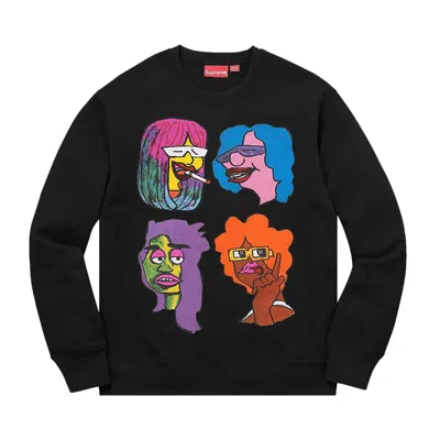 Pre-owned Supreme Gonz Heads Crewneck 'black' | Men's Size L