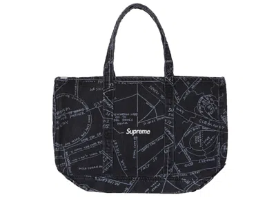 Pre-owned Supreme Gonz Map Denim Tote In Washed Black