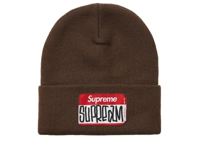 Pre-owned Supreme Gonz Nametag Beanie In Brown