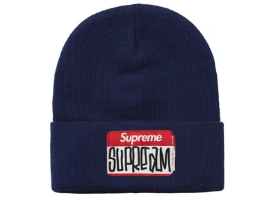 Pre-owned Supreme Gonz Nametag Beanie In Navy Blue