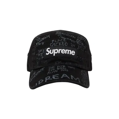 Pre-owned Supreme Gonz Poems Camp Cap 'black'