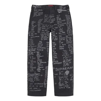 Supreme Gonz Poems Chino Pants 'black White' In Gray