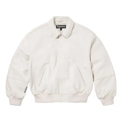 Supreme Gore-tex Infinium Windstopper Leather Varsity Jacket 'white'