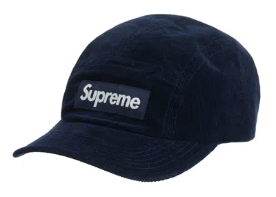 Pre-owned Supreme Goretex Corduroy Camp Cap In Navy Blue