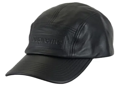 Pre-owned Supreme Goretex Leather Camp Cap In Black