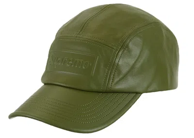 Pre-owned Supreme Goretex Leather Camp Cap In Olive