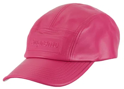 Pre-owned Supreme Goretex Leather Camp Cap In Pink