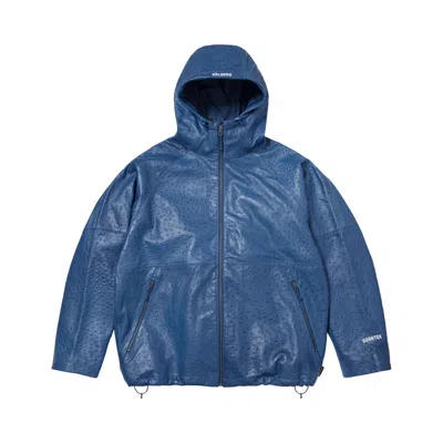 Pre-owned Supreme Gore-tex Ostrich Embossed Leather Jacket 'blue' | Men's Size Xl
