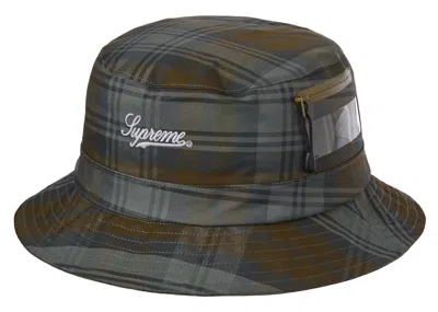 Pre-owned Supreme Goretex Tech Crusher Hat In Olive Plaid