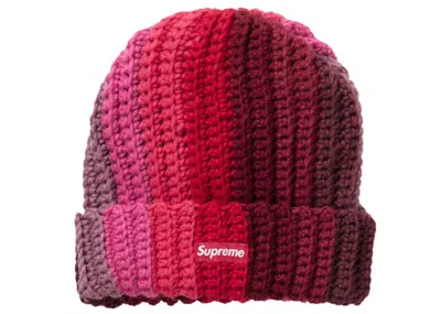 Pre-owned Supreme Gradient Crochet Beanie In Red