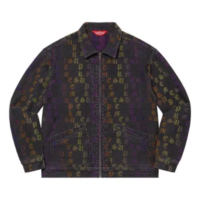 Supreme Gradient Jacquard Denim Work Jacket 'black Purple Yellow' In Multi