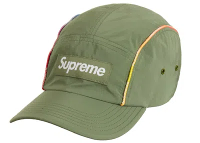 Pre-owned Supreme Gradient Piping Camp Cap In Olive