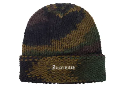 Pre-owned Supreme Gradient Spacedye Beanie In Olive