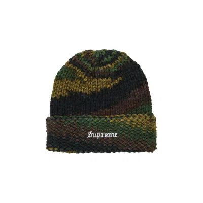 Pre-owned Supreme Gradient Spacedye Beanie 'olive' In Green