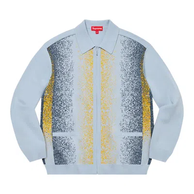 Pre-owned Supreme Gradient Stripe Zip Up Cardigan 'light Slate' | Blue | Men's Size L