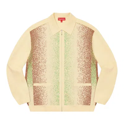 Pre-owned Supreme Gradient Stripe Zip Up Cardigan 'pale Yellow'