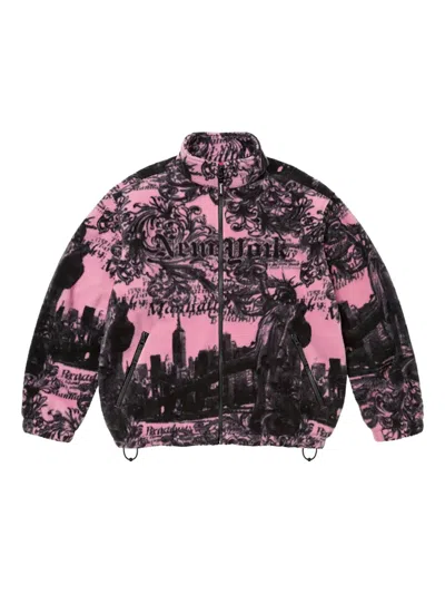 Supreme Graphic Fleece Jacket In Pink