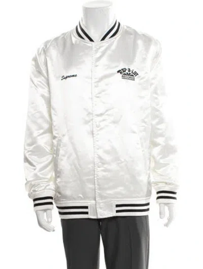 Pre-owned Supreme Graphic Print Bomber Jacket In White