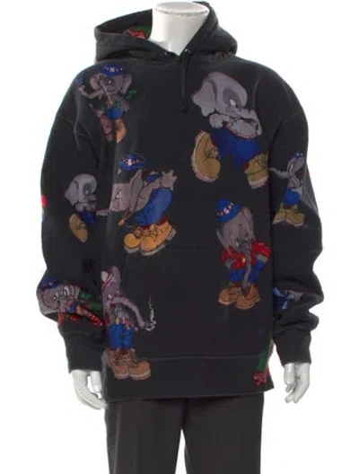 Pre-owned Supreme Graphic Print Crew Neck Hoodie In Black