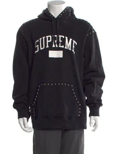 Pre-owned Supreme Graphic Print Crew Neck Hoodie In Black