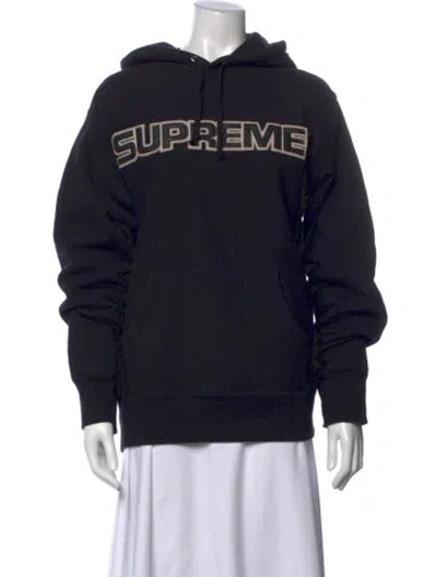 Pre-owned Supreme Graphic Print Crew Neck Hoodie In Black