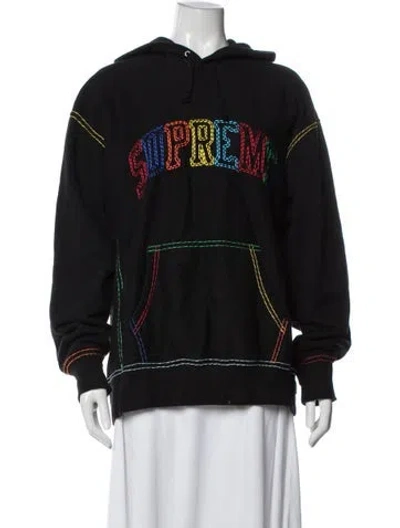 Pre-owned Supreme Graphic Print Crew Neck Hoodie In Black