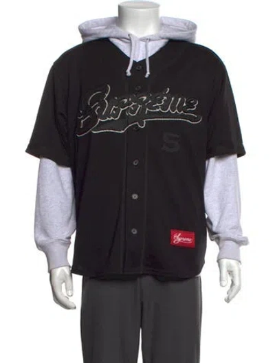 Pre-owned Supreme Graphic Print Crew Neck Hoodie In Black
