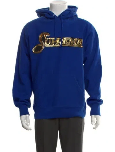 Pre-owned Supreme Graphic Print Crew Neck Hoodie In Blue