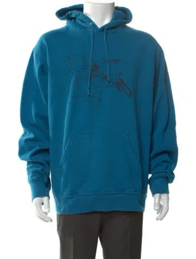 Pre-owned Supreme Graphic Print Crew Neck Hoodie In Blue