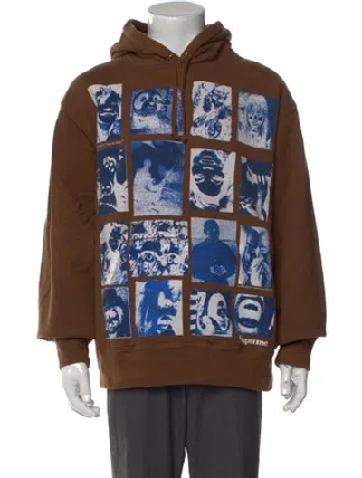 Pre-owned Supreme Graphic Print Crew Neck Hoodie In Brown