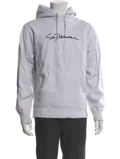 Pre-owned Supreme Graphic Print Crew Neck Hoodie In Gray